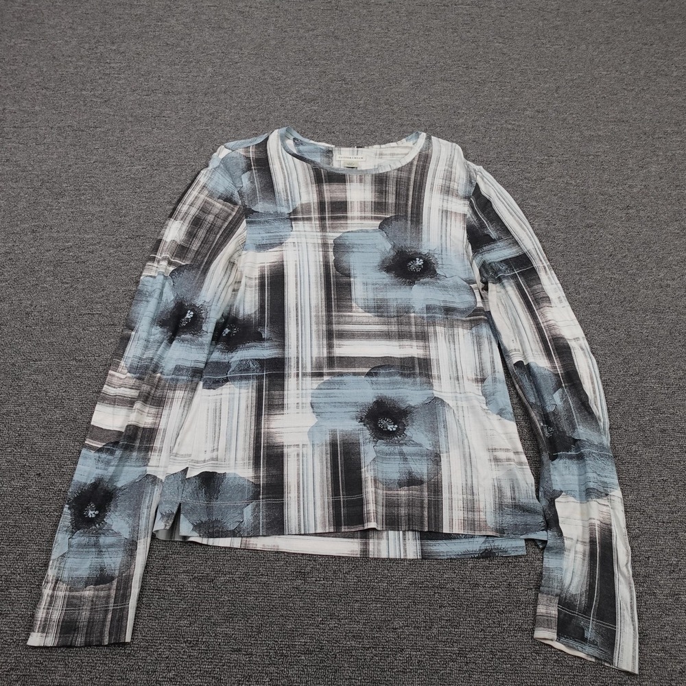 Cutter & Buck Shirt Womens Small Multicolor Floral Plaid Long Sleeve Jersey Top